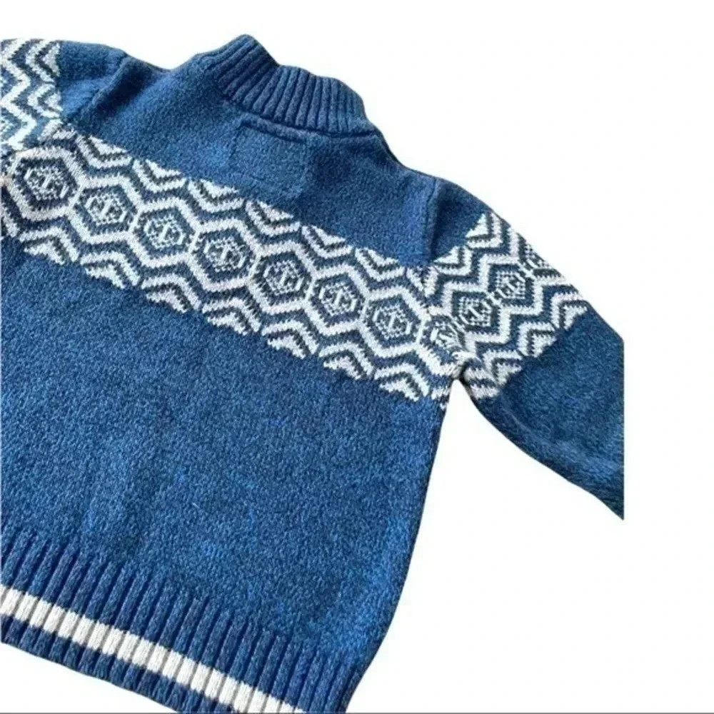 Oshkosh B’gosh boys blue/white knit cotton sweater 2T EUC